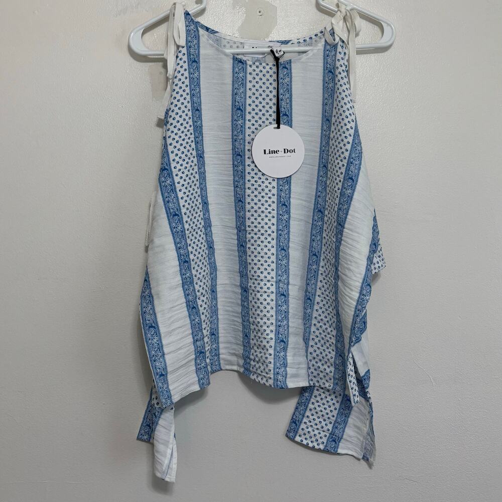 Line & Dot Agathe Blue White Cold Shoulder Top NWT Size Small
